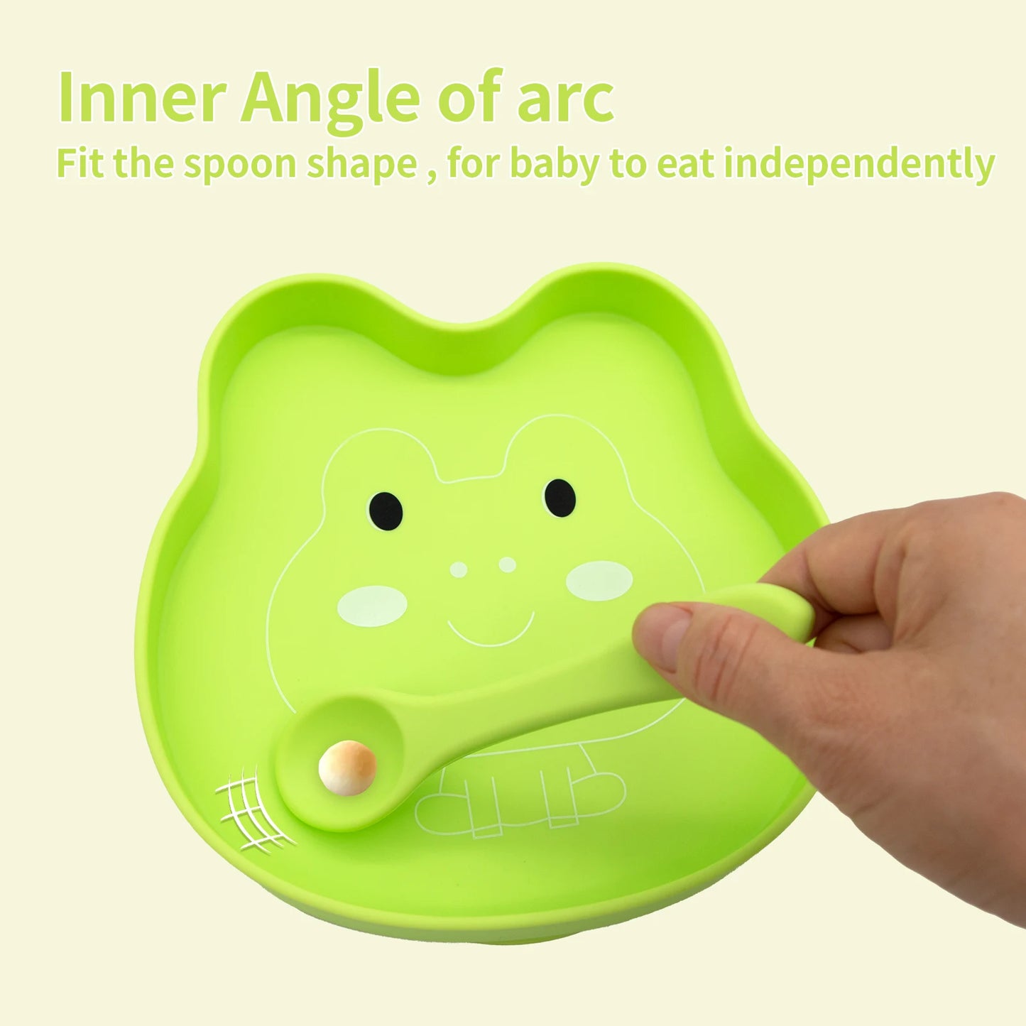Quick Delivery, High Quality, Easy to Grip, Spill Proof Silicone Baby Feeding Set, Cartoon Food Tray, Spoon and Fork
