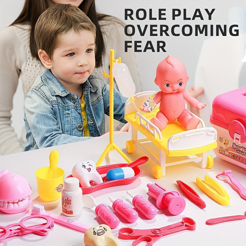 Youngsters' Doctor Playset with Stethoscope - Educational Dentist & Role-Play Kit, Nurse Injection Toys Included - Perfect Gift for Boys & Girls Ages 3+, Doctor Kit, Role-playing, Perfect for Winter, New Year