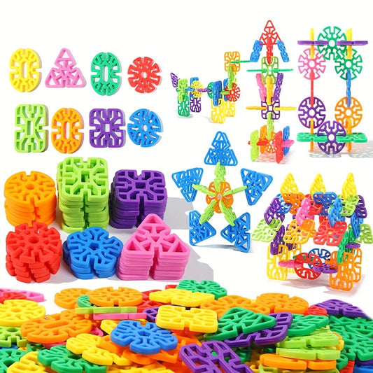 Children Building Toys, 98pcs Snowflakes Educational Building Blocks Kit for Kids, Round Hole Puzzle, Fun Assembly Puzzle, Best Gift for Boys Girls Creative Games & Fun Activit-Random color