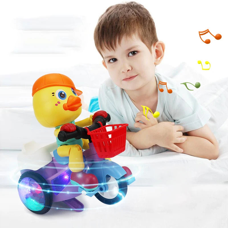 New Electric Stunt Rotating Light Dynamic Music Little Cute Duck Baby Toys Tricycle Child Tricycles Toy