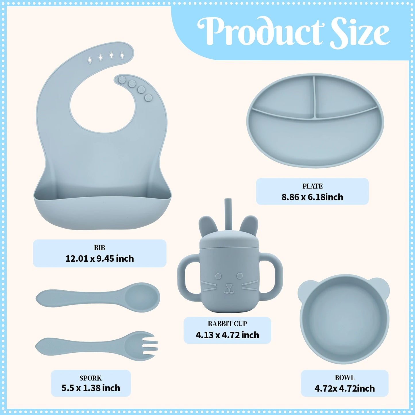 Latest Fashionable Silicone Baby Feeding Set Non Toxic Easy Clean Baby Feeding Set Baby Tableware Set
