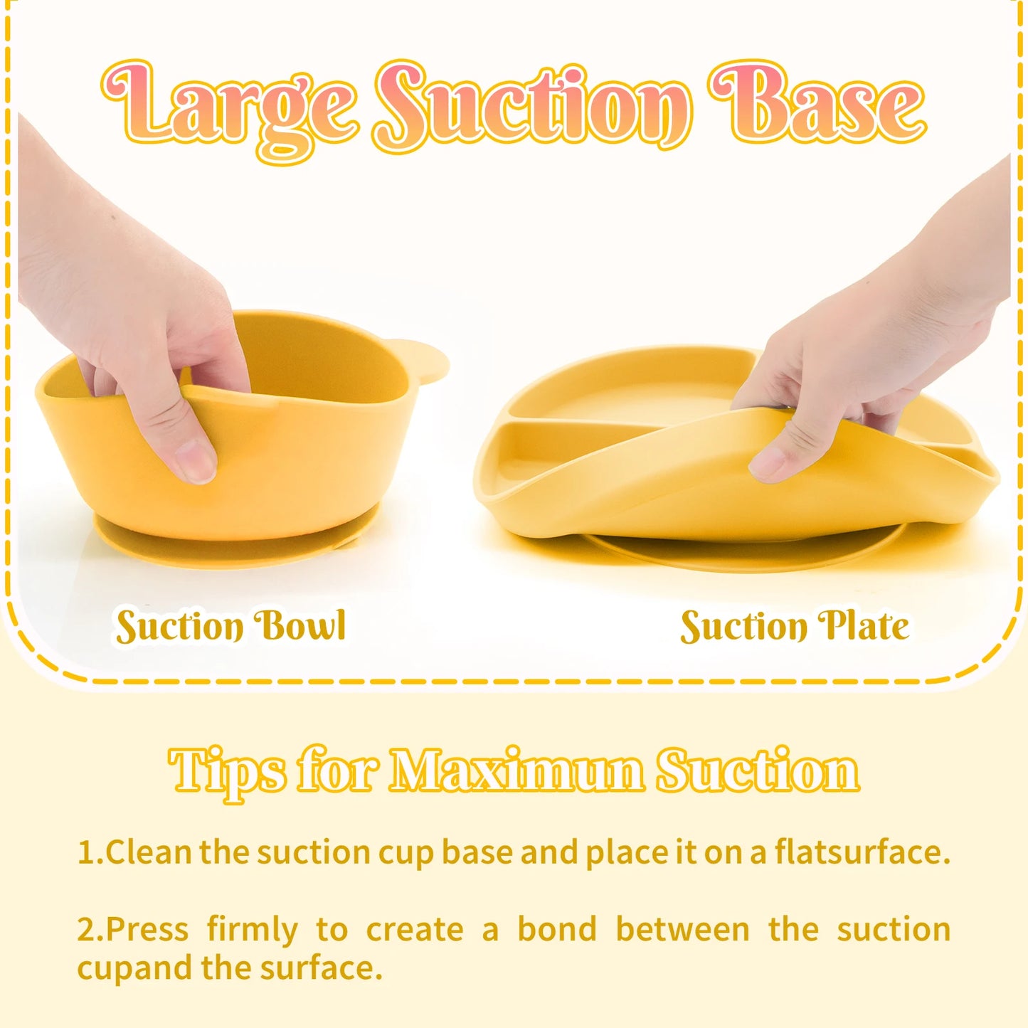 Customizable Safe BPA-Free Silicone Baby Feeding Set Classic Design Style Classic Baby Training Bowl and Plate Packaged in Box