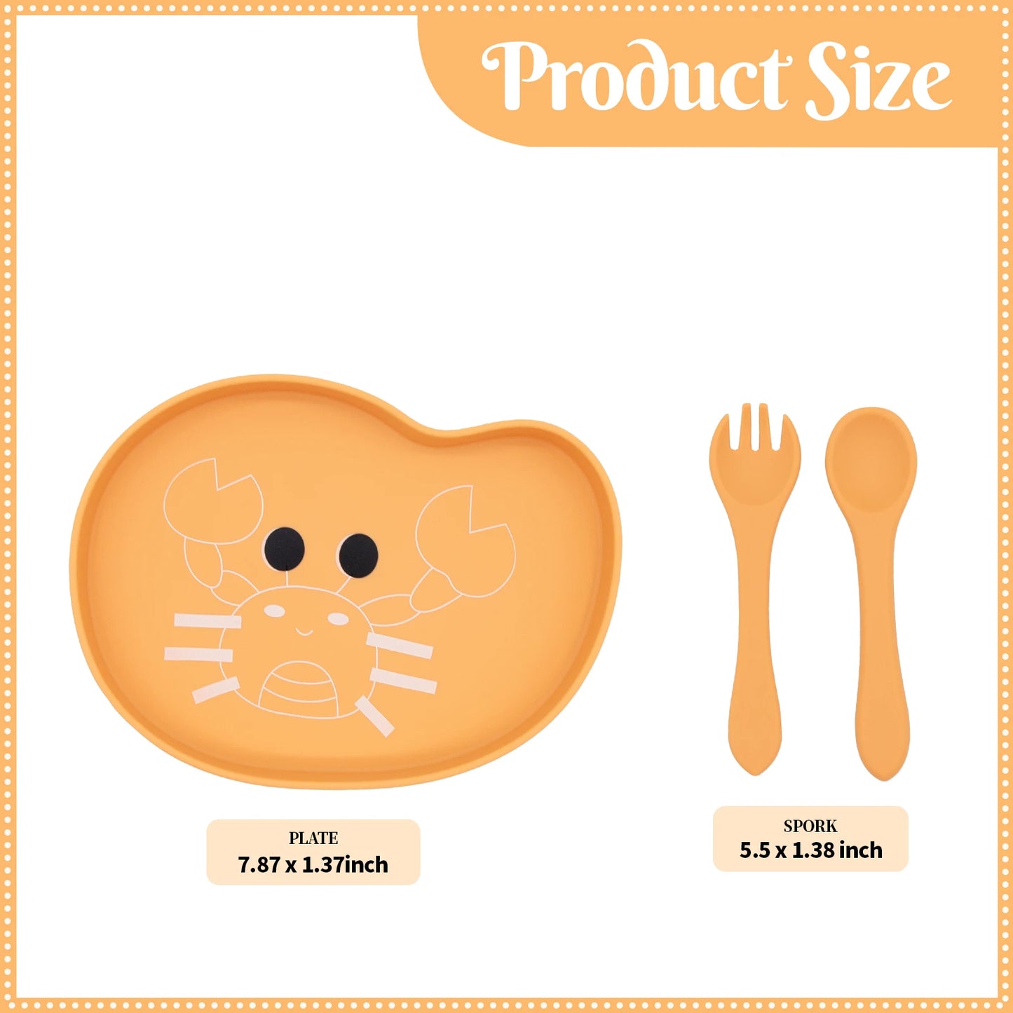 Quick delivery, high quality, easy to grip, spill proof silicone baby feeding set, cartoon food tray, spoon and fork