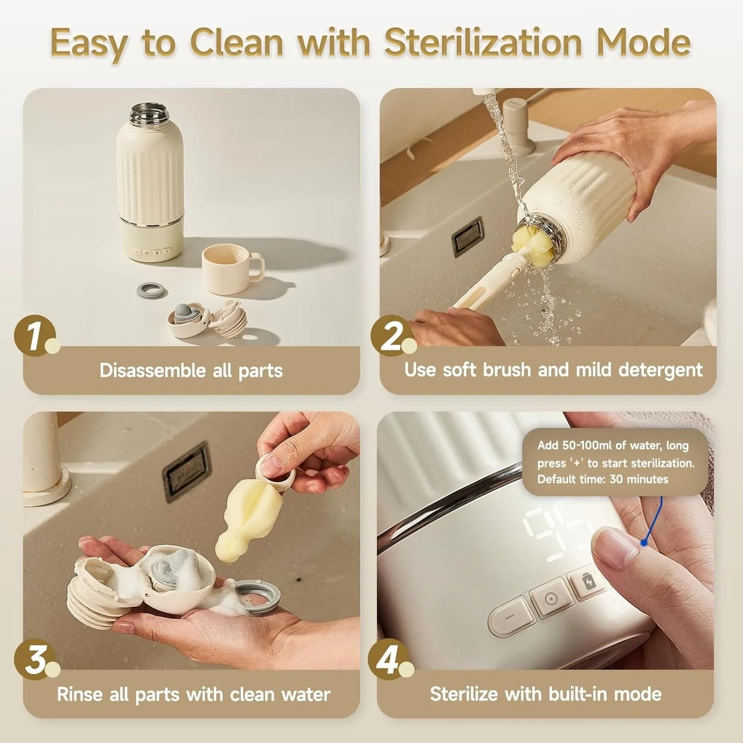 USA Warehouse 2025 New Design Multi-Function Adjustable Temperature Travel Baby Feeding Portable Breast Milk Bottle Warmer