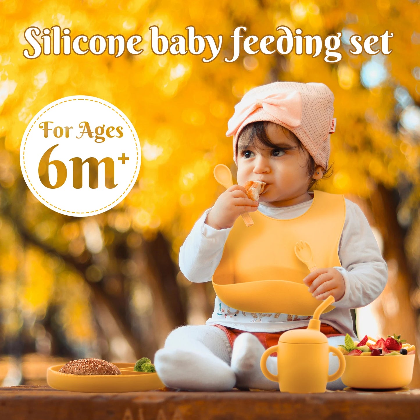 Customizable Safe BPA-Free Silicone Baby Feeding Set Classic Design Style Classic Baby Training Bowl and Plate Packaged in Box