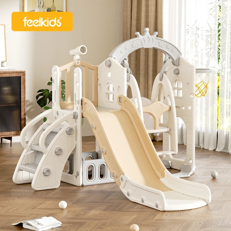 Feelkids Baby Toys Play House Playroom Children's Playground  Indoor Equipment Plastic Set Swing and Slides for Kids