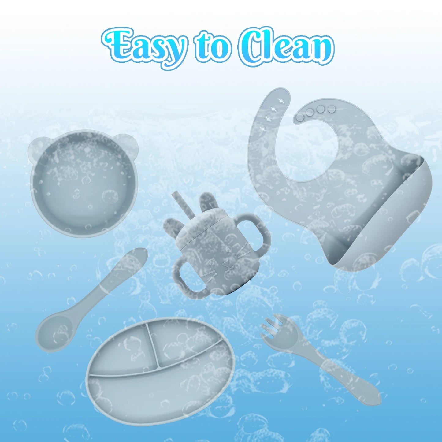 Latest Fashionable Silicone Baby Feeding Set Non Toxic Easy Clean Baby Feeding Set Baby Tableware Set