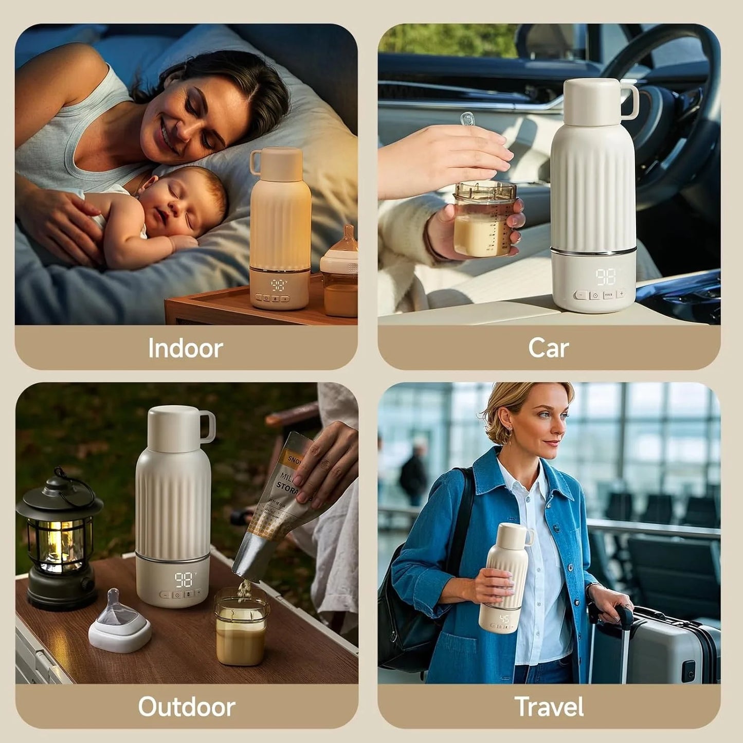 USA Warehouse 2025 New Design Multi-Function Adjustable Temperature Travel Baby Feeding Portable Breast Milk Bottle Warmer