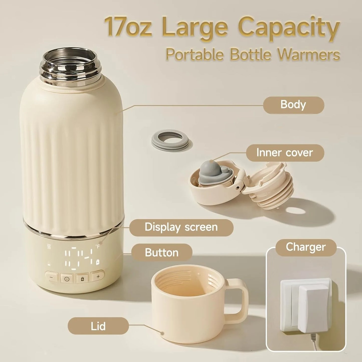 USA Warehouse 2025 New Design Multi-Function Adjustable Temperature Travel Baby Feeding Portable Breast Milk Bottle Warmer