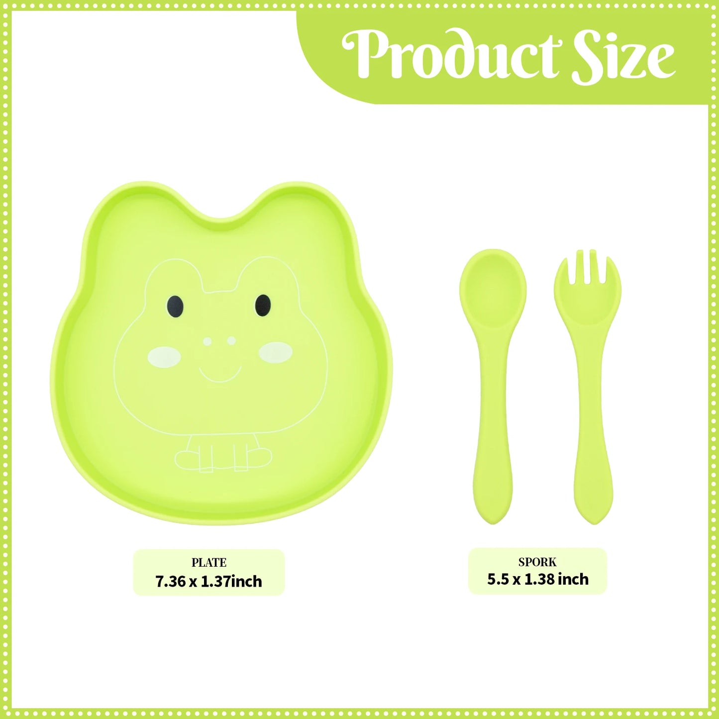 Quick Delivery, High Quality, Easy to Grip, Spill Proof Silicone Baby Feeding Set, Cartoon Food Tray, Spoon and Fork