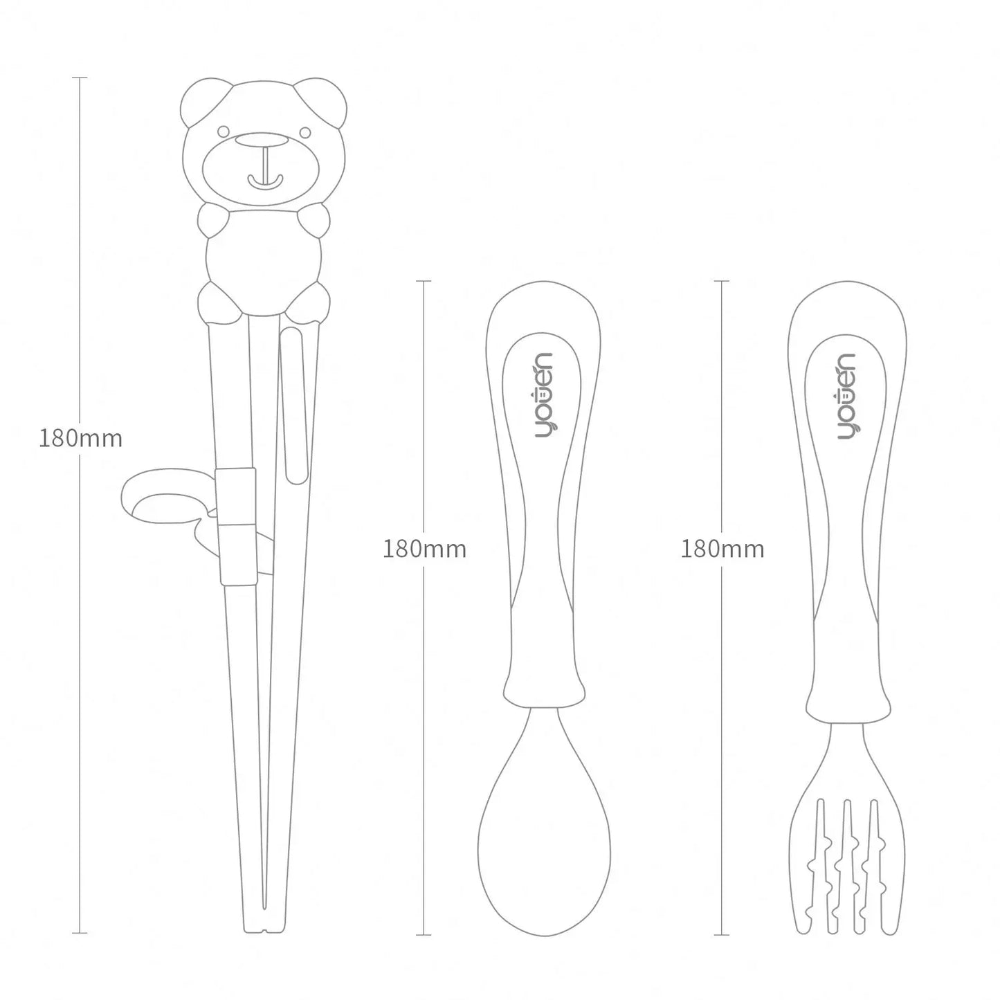 Kids Forks Training Chopsticks Flat Edge Stainless Steel Fork Spoon Grooved Baby Feeding Tableware Set With Case