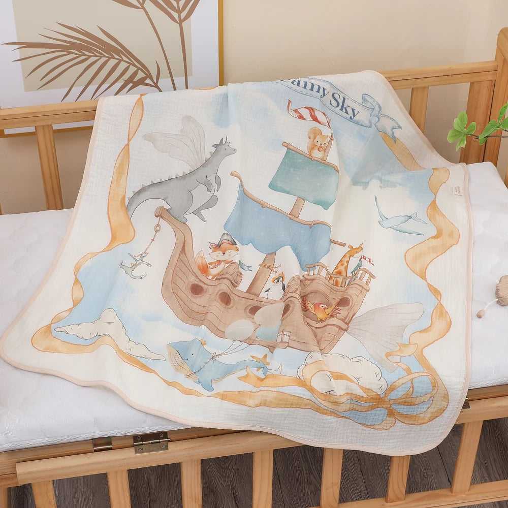 Newborn baby bath towel pure cotton gauze bath towel Class A soft children's blanket absorbent newborn baby blanket