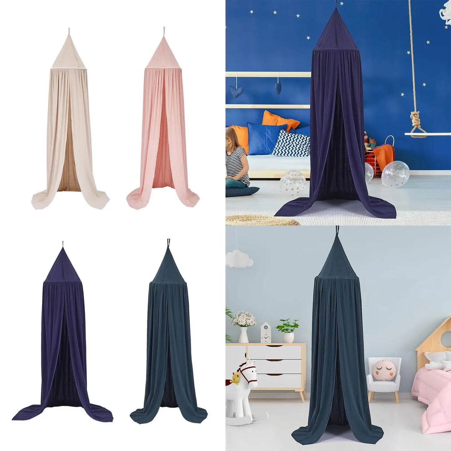 Kids Bed Canopy Round for Kids Baby Crib Hanging Decoration Indoor Outdoor Castle Play Tent for Room Decor Nursery Room Bedding