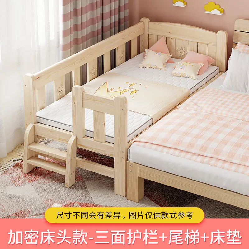 Custom Single Bed Girl Princess Widened Crib Baby Stitching Big Bed