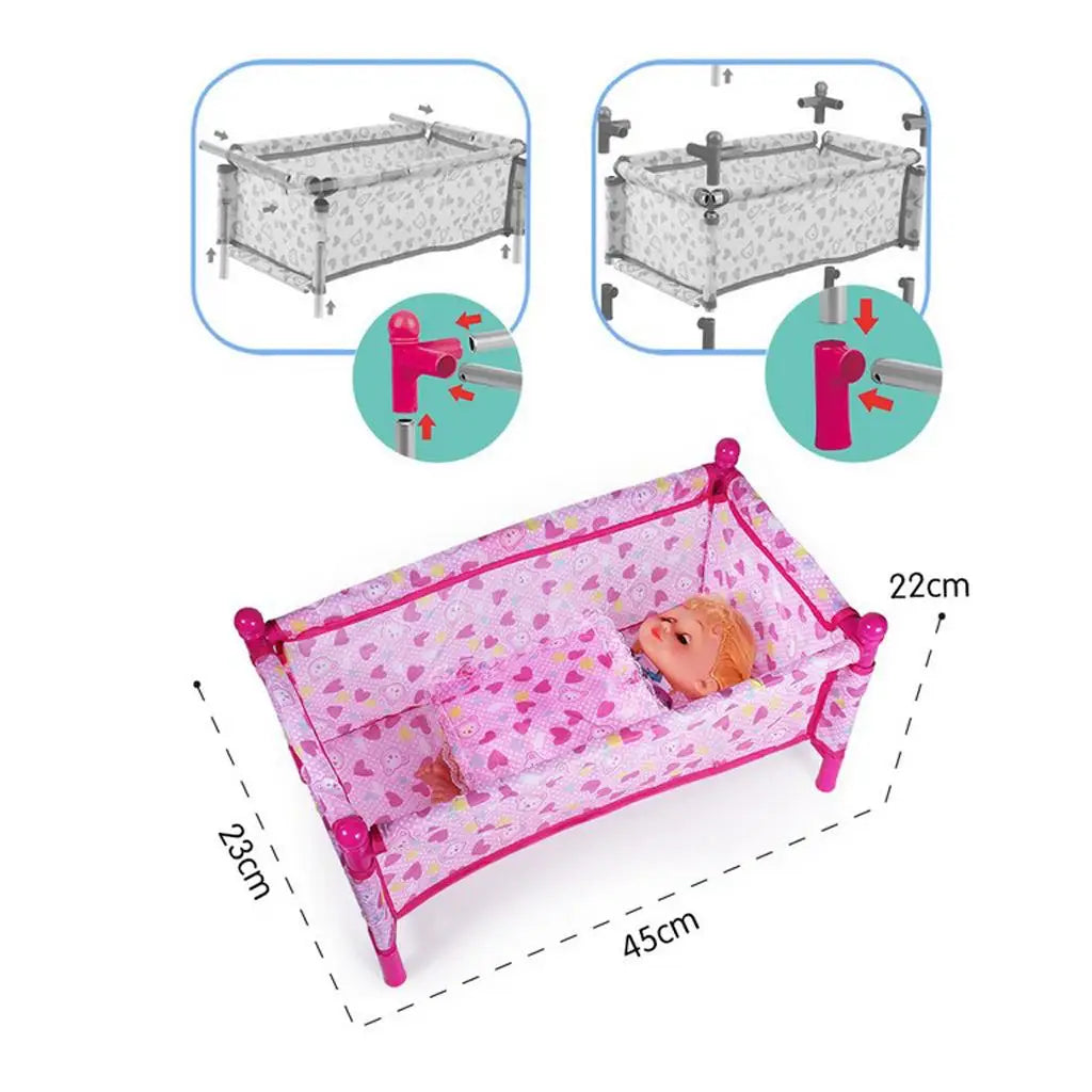 Baby Toddler Crib Bed Plastic Furniture for 9"-12" Reborn Dolls