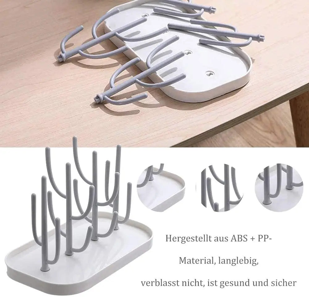 Baby Essentials Bottle Drying Rack for Kitchen Counter,Detachable Bottle Dryer Holder with Base.for Nipples,Cups,Pump Parts