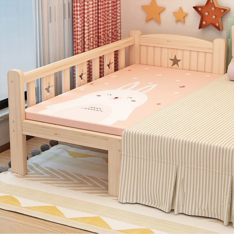 Custom Single Bed Girl Princess Widened Crib Baby Stitching Big Bed