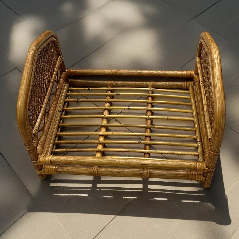Baby Bed Newborn Photography Props Handmade Bed Baby Vintage Rattan Wooden Sofa Crib Photo Background Photo Studio Posing Props