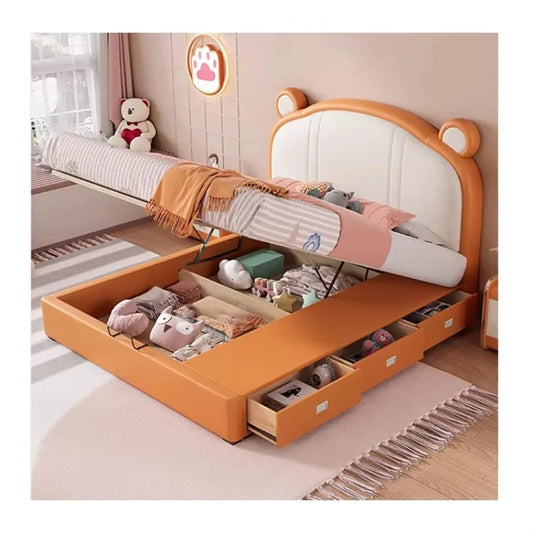 Baby Bear Bed with Drawer Bed Home Use Child's Bed Cute Baby Design  King Full Size  Children Bedroom Furniture