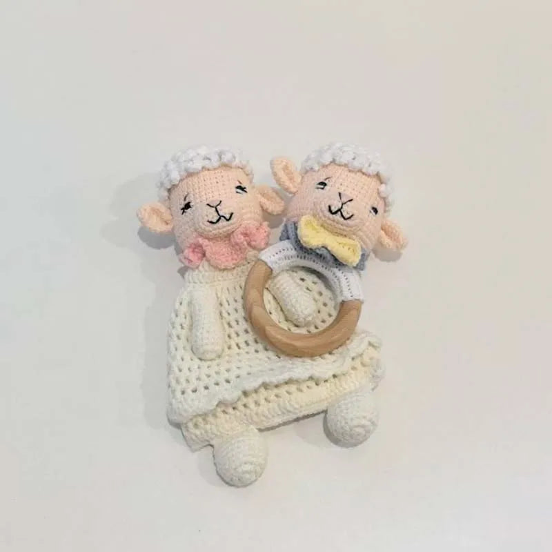 Baby Security Blanket Towel Feeding Bib Soft Towel Cotton Burping Cloth Infant Shower Gift Knitted Lovely Animal Rattle Sleep To