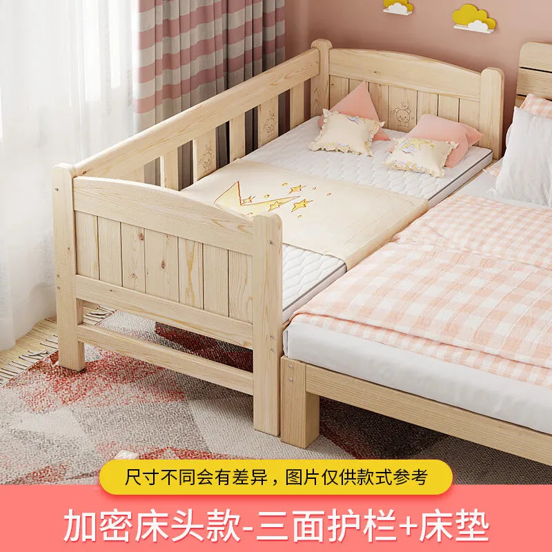 Custom Single Bed Girl Princess Widened Crib Baby Stitching Big Bed