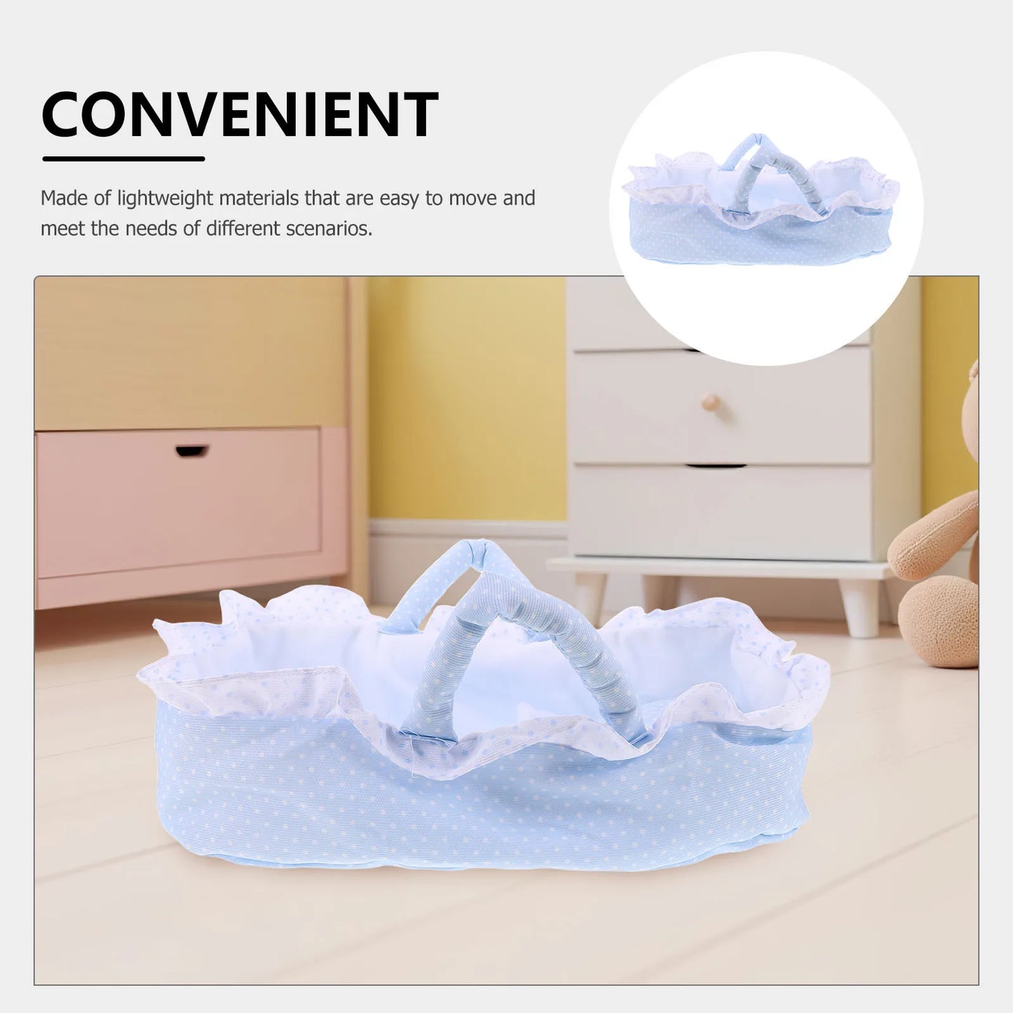 Babydoll Cradle 35Cm Miniature Dollhouse Furniture Small Crib Bed For 35 Cm Mini House Ornament Decor Accessory