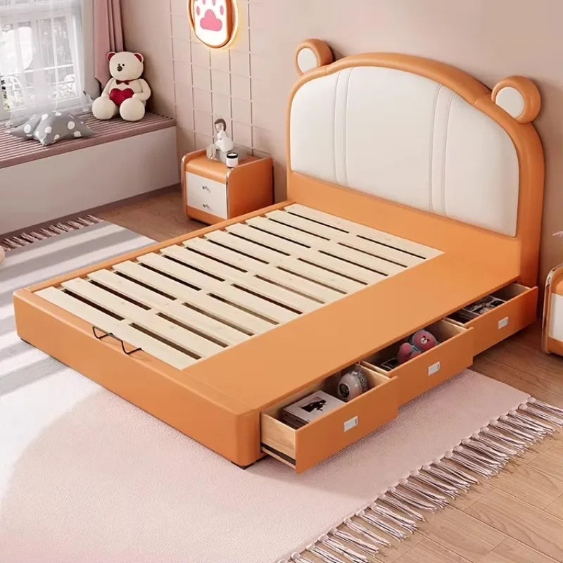 Baby Bear Bed with Drawer Bed Home Use Child's Bed Cute Baby Design  King Full Size  Children Bedroom Furniture