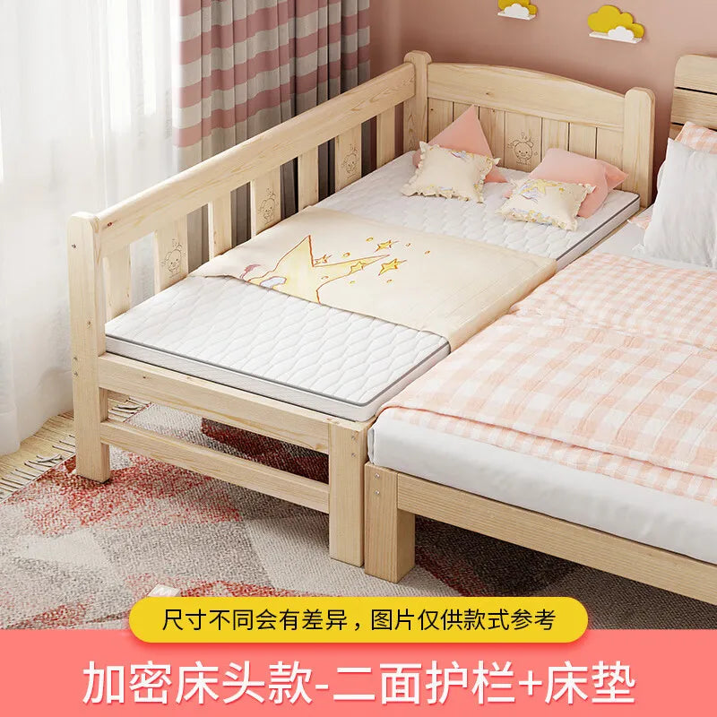 Custom Single Bed Girl Princess Widened Crib Baby Stitching Big Bed