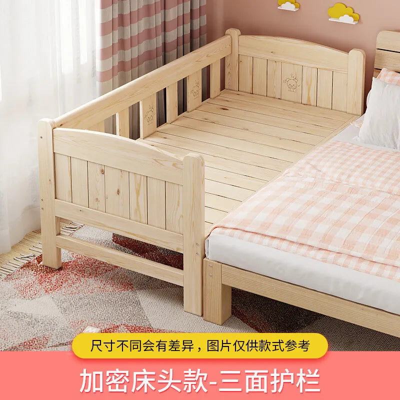 Custom Single Bed Girl Princess Widened Crib Baby Stitching Big Bed
