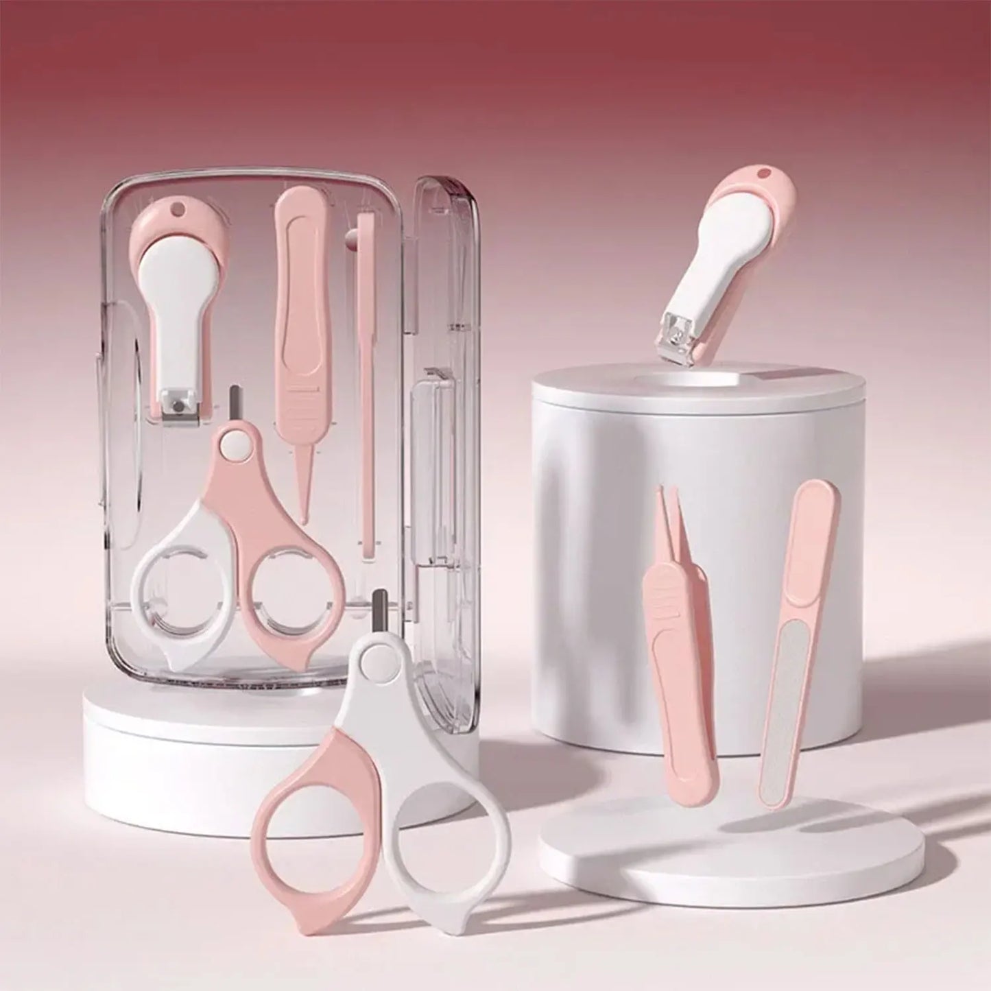 8PCS Baby Grooming Kit, Nail Clipper, Brush, Nasal Aspirator, Comb, and EVA Case for Newborn Care Essentials