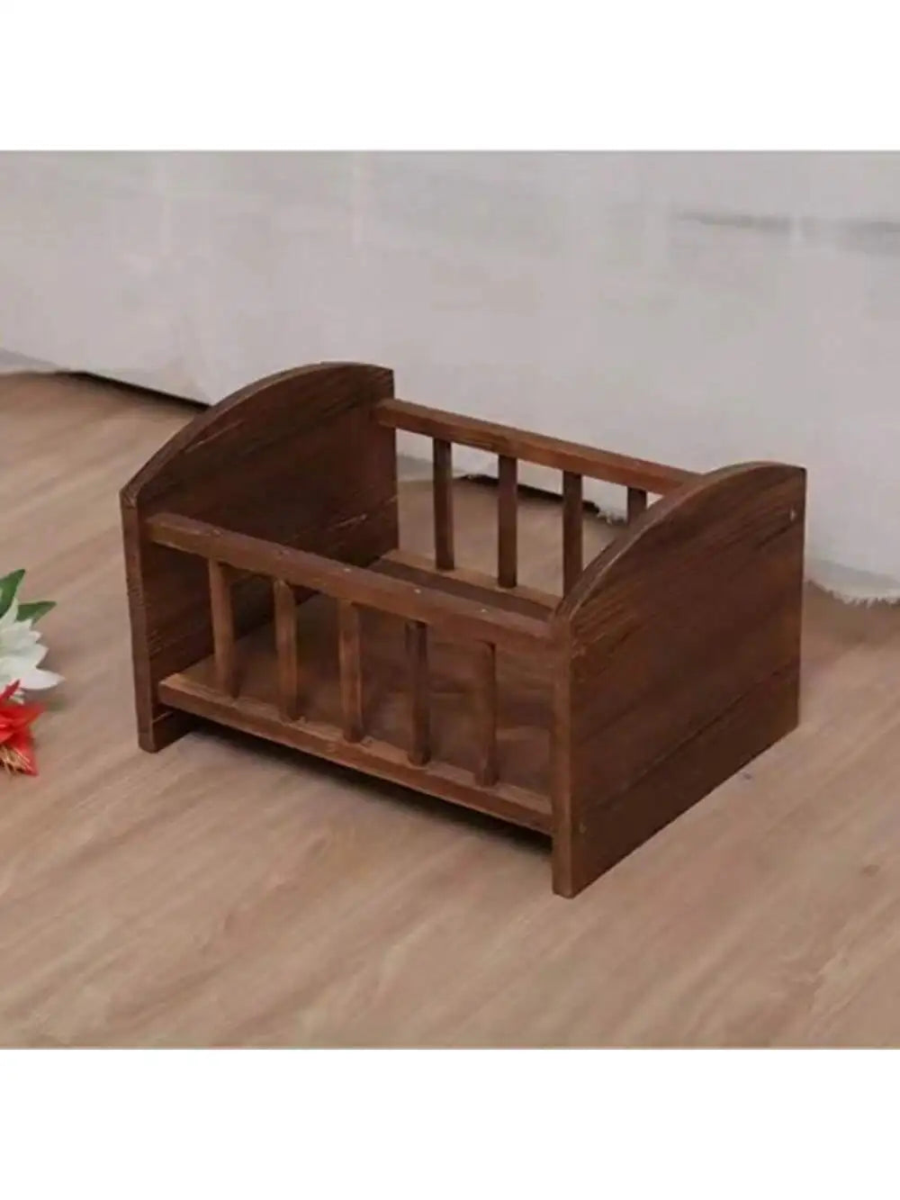 Newborn Wooden Photography Prop Brown Small Bed Retro Style Baby Hundred Day Shooting Commemorative Prop