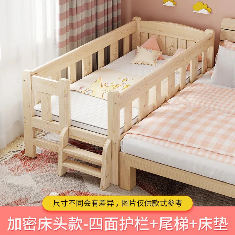 Custom Single Bed Girl Princess Widened Crib Baby Stitching Big Bed