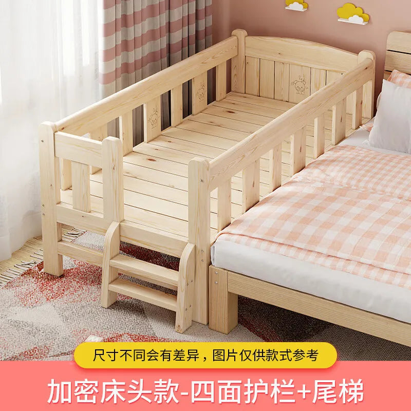 Custom Single Bed Girl Princess Widened Crib Baby Stitching Big Bed