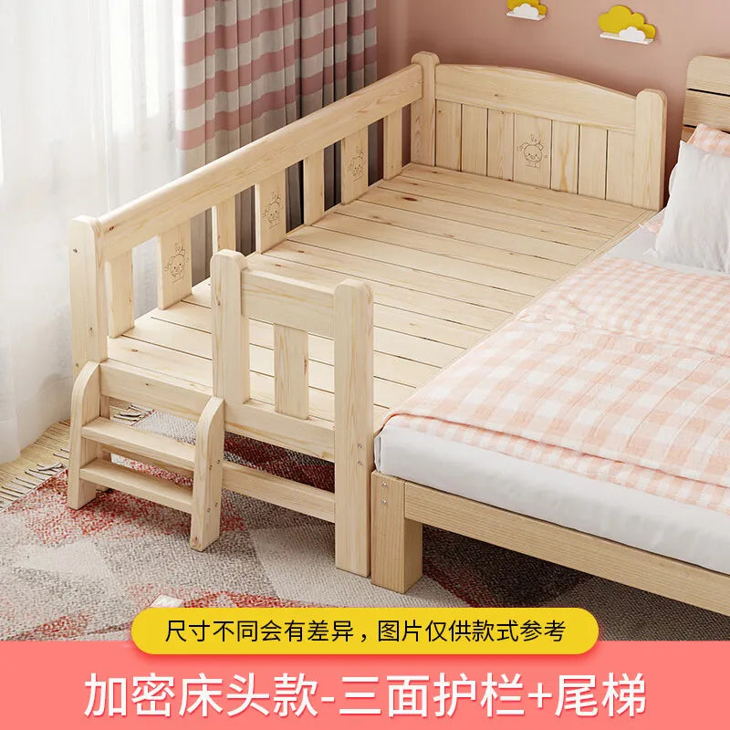 Custom Single Bed Girl Princess Widened Crib Baby Stitching Big Bed