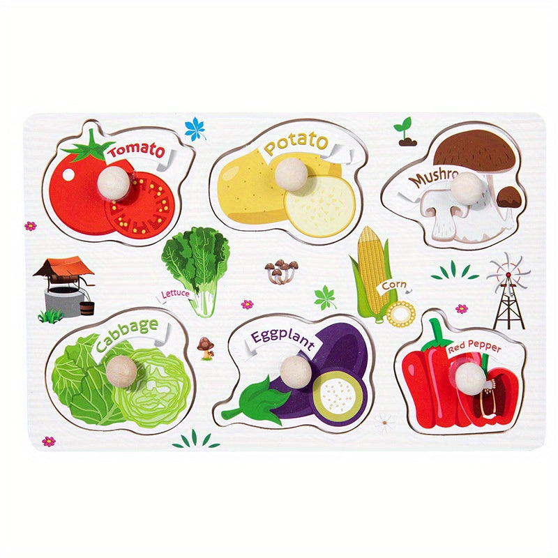 Wooden Embedded Hand Scratching Board, Early Education Animal Cognitive Puzzle, Transportation Tool, Cartoon Toddler Baby Educational Toys Christmas Halloween Thanksgiving gifts